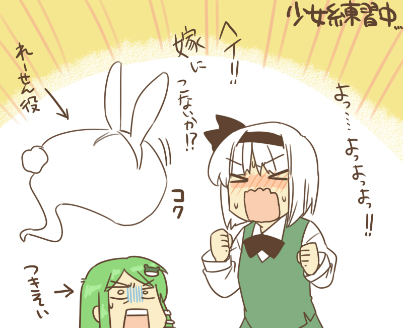 kochiya sanae and konpaku youmu (touhou) drawn by koyama_shigeru