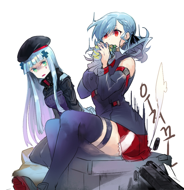 hk416 and spas-12 (girls' frontline) drawn by wangpo
