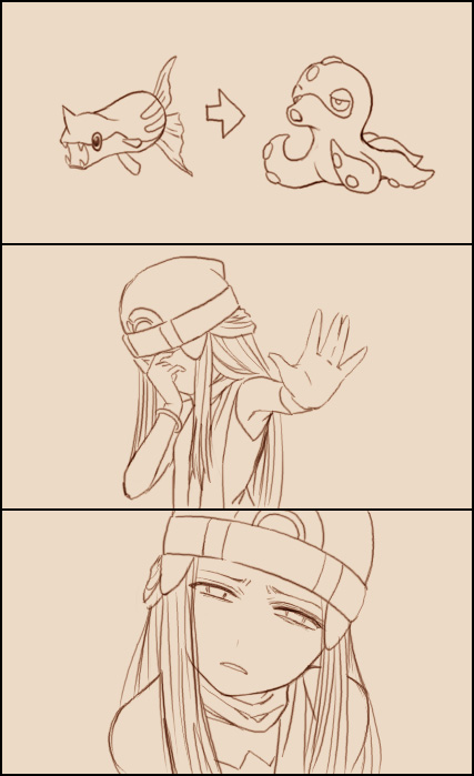 dawn, remoraid, and octillery (pokemon) drawn by takanashi