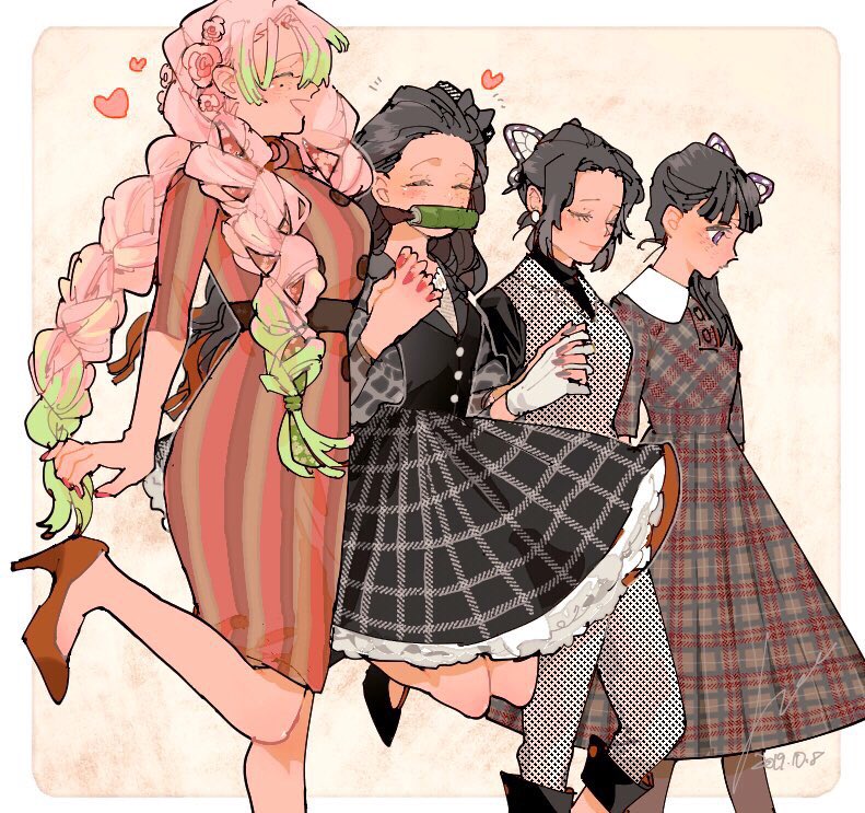 kamado nezuko, kochou shinobu, kanroji mitsuri, and tsuyuri kanao (kimetsu no yaiba) drawn by 2zxt