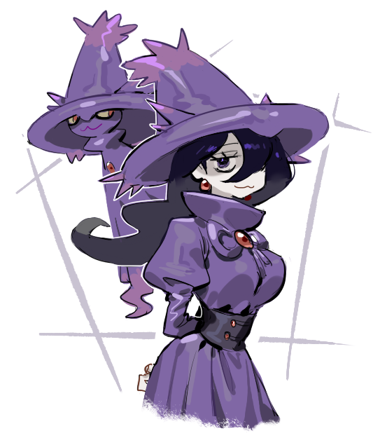 hex maniac and mismagius (pokemon and 1 more) drawn by raine_(acke2445)