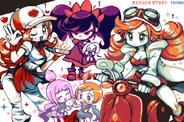 ashley, mona, ana, and kat (warioware) drawn by christy_frisby