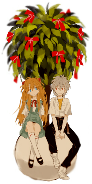 souryuu asuka langley and nagisa kaworu (neon genesis evangelion) drawn by 0930erina