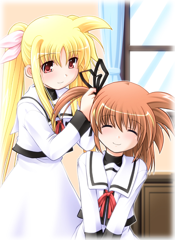 fate testarossa and takamachi nanoha (lyrical nanoha and 2 more) drawn by sumeragi_kou