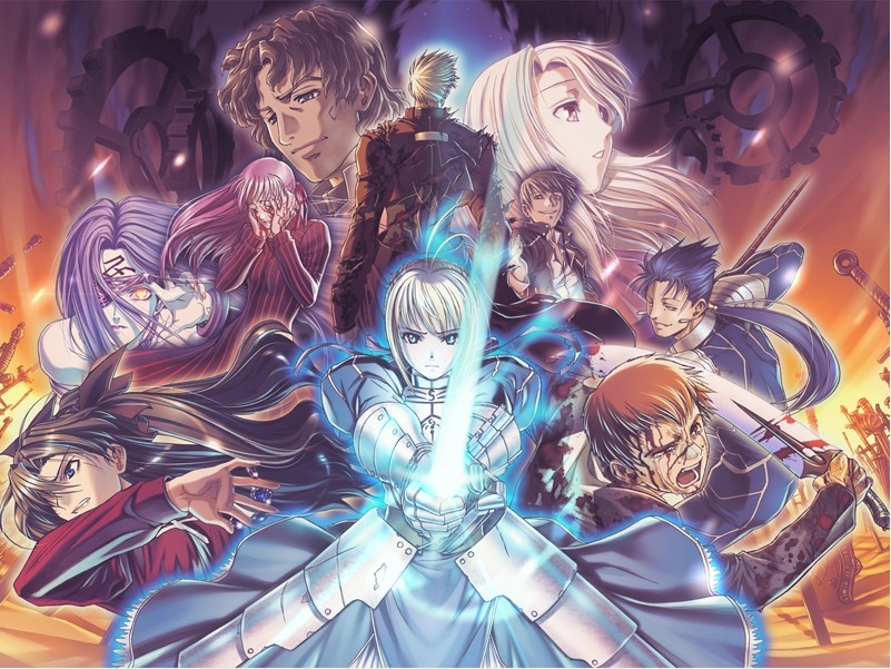 artoria pendragon, saber, tohsaka rin, illyasviel von einzbern, gilgamesh, and 7 more (fate and 1 more) drawn by hiroe_rei