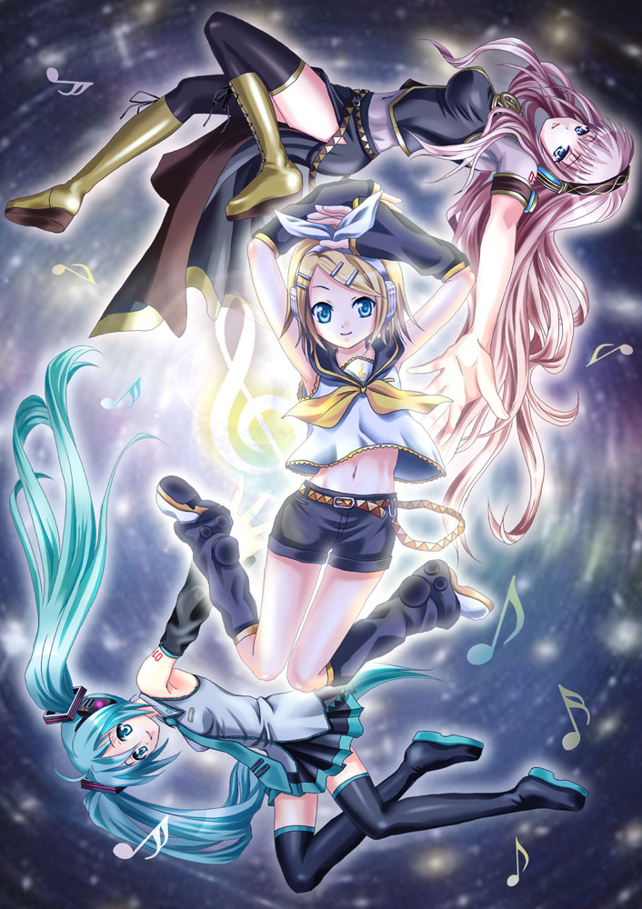 hatsune miku, kagamine rin, and megurine luka (vocaloid) drawn by kawana_h