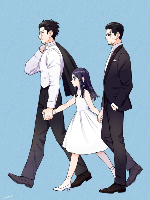 sugimoto saichi, ogata hyakunosuke, and asirpa (golden kamuy) drawn by yasumi_(yyysm_a)