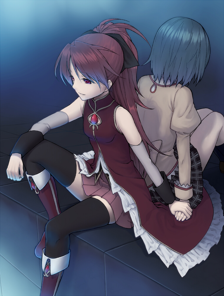 miki sayaka and sakura kyoko (mahou shoujo madoka magica) drawn by hiroya_juuren