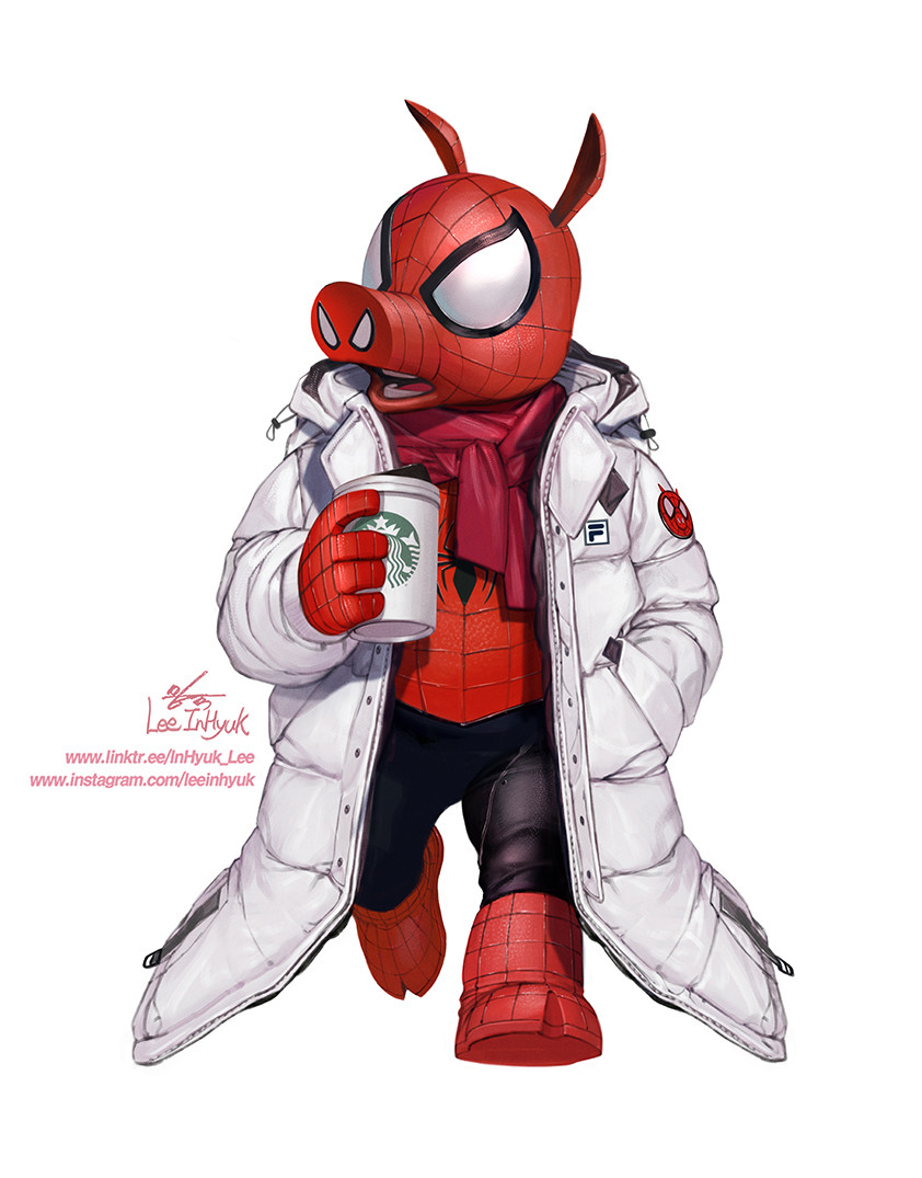 spider-ham (marvel and 2 more) drawn by in-hyuk_lee