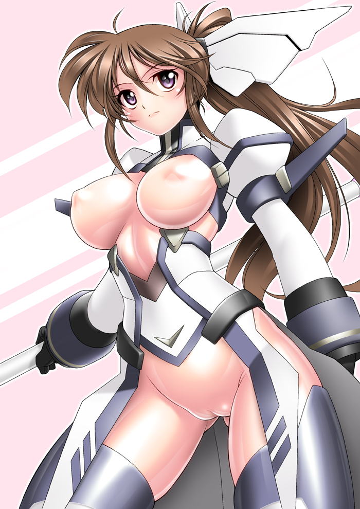 takamachi nanoha (lyrical nanoha and 1 more) drawn by sakura_ryuuken
