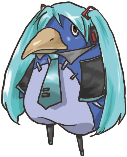 hatsune miku and prinny (vocaloid and 3 more) drawn by gotoutakafumi
