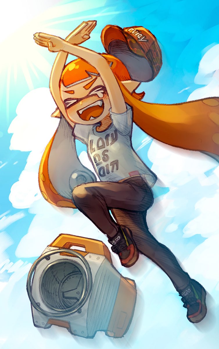 inkling player character and inkling girl (splatoon) drawn by kiitos