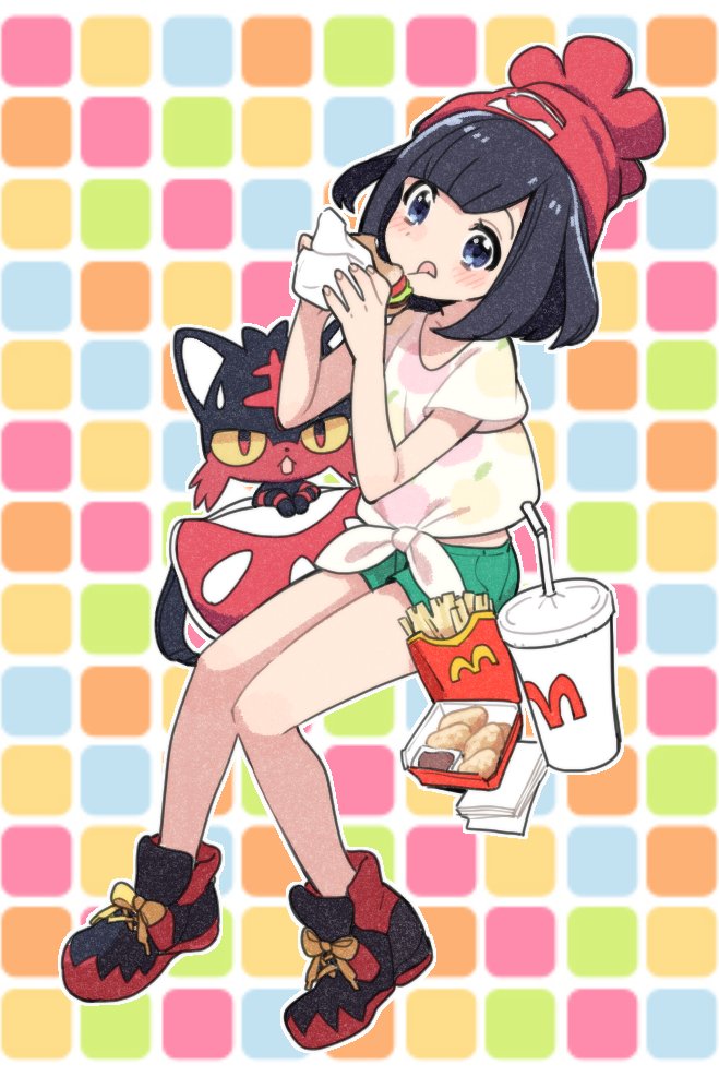 selene and litten (pokemon and 2 more) drawn by mitsuya_bonjin