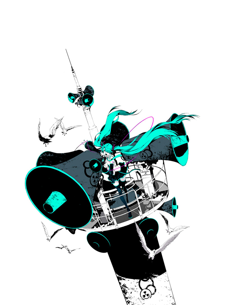 hatsune miku (vocaloid and 1 more) drawn by miwa_shirow
