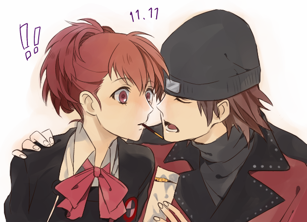 shiomi kotone and aragaki shinjirou (persona and 2 more) drawn by shiro96