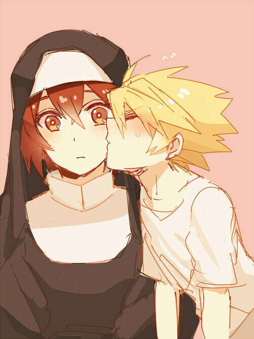 ragna the bloodedge and celica a. mercury (blazblue) drawn by tomo_(tomorag7)