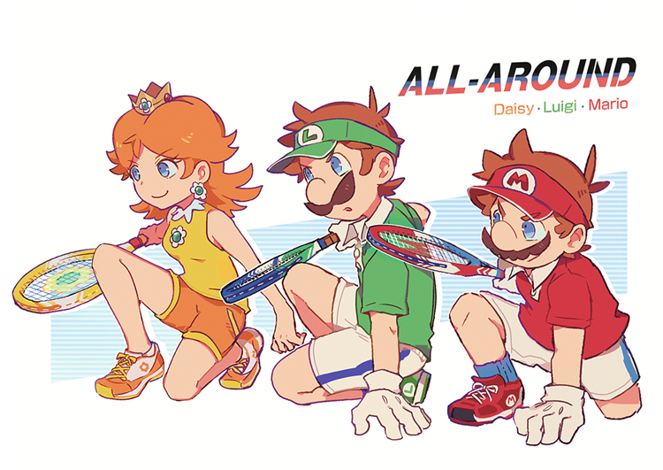 mario, luigi, and princess daisy (mario and 2 more) drawn by kayako_(bimabima)