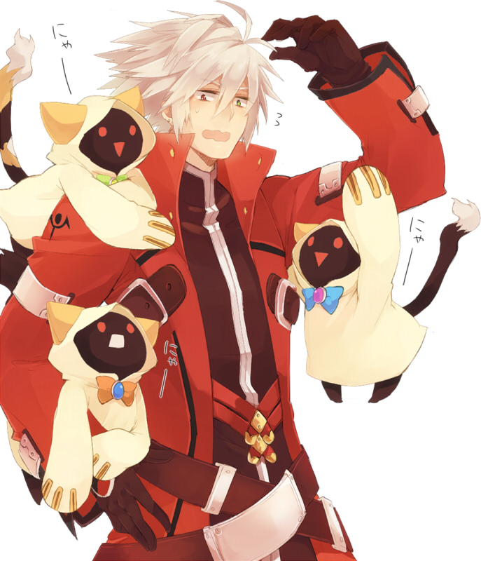 ragna the bloodedge and kaka kittens (blazblue) drawn by tomo_(tomorag7)