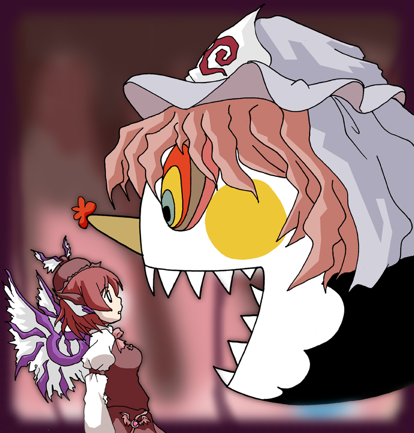 saigyouji yuyuko, mystia lorelei, and charlotte (touhou and 1 more) drawn by wakisaka_dk