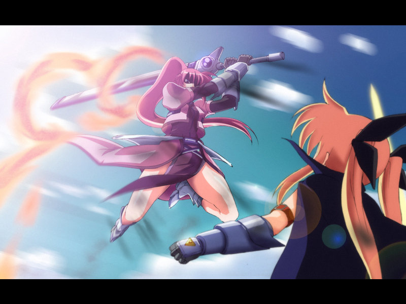 fate testarossa, signum, and laevatein (lyrical nanoha and 2 more) drawn by hayakawa_harui