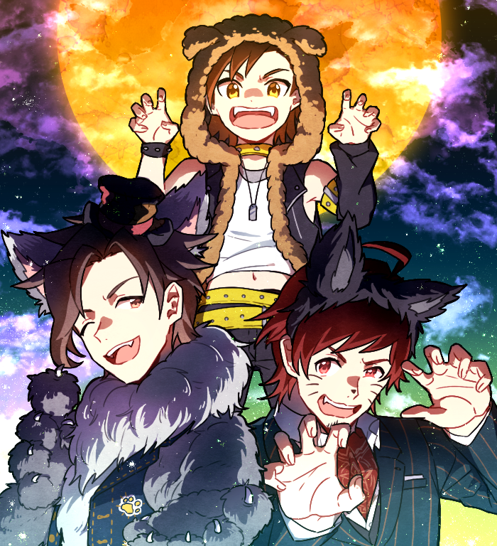 tendo teru, tachibana shiro, and kamiya yukihiro (idolmaster and 1 more) drawn by wen_(panda)