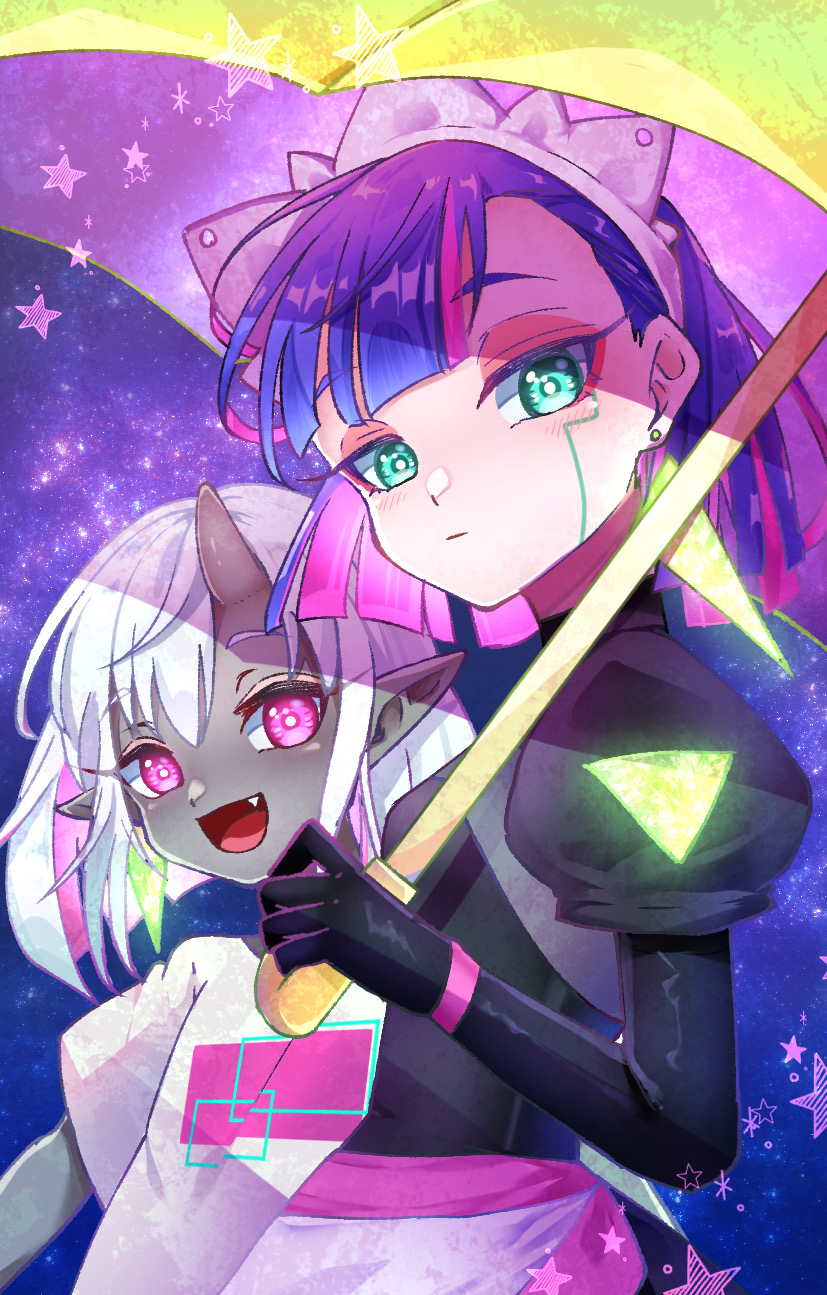 nira-chan and nanashi (zutto mayonaka de ii no ni and 1 more) drawn by oharu_11