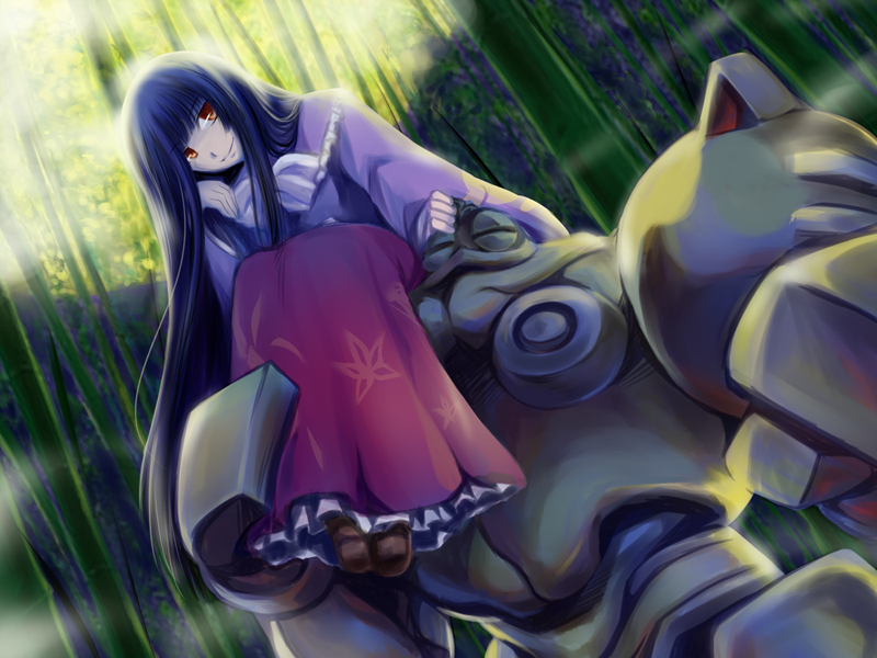 houraisan kaguya and huitzil (touhou and 2 more) drawn by imai_nyuu and inusurvivor