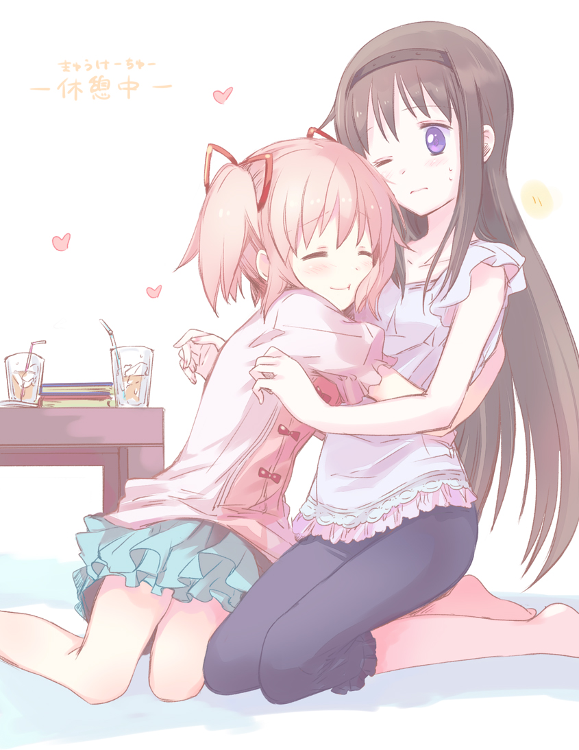 akemi homura and kaname madoka (mahou shoujo madoka magica) drawn by yamada_ako