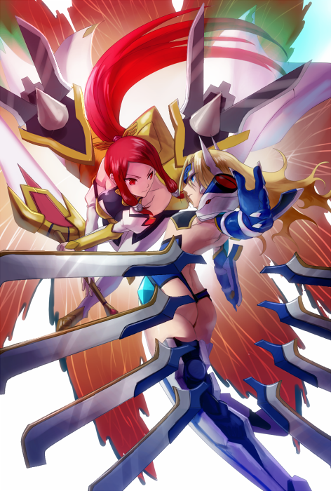 mu-12 and izayoi (blazblue) drawn by shion_(kizuro)