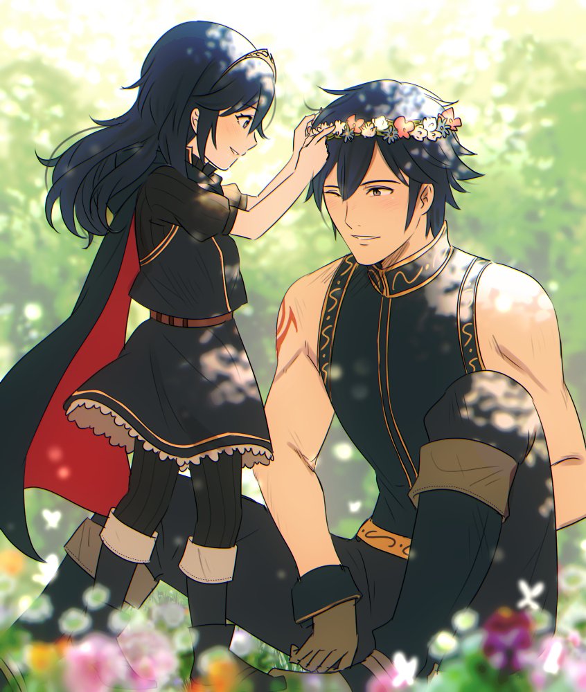 lucina and chrom (fire emblem and 1 more) drawn by ameno_(a_meno0)