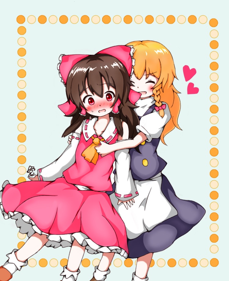 hakurei reimu and kirisame marisa (touhou) drawn by marikichi_aniki