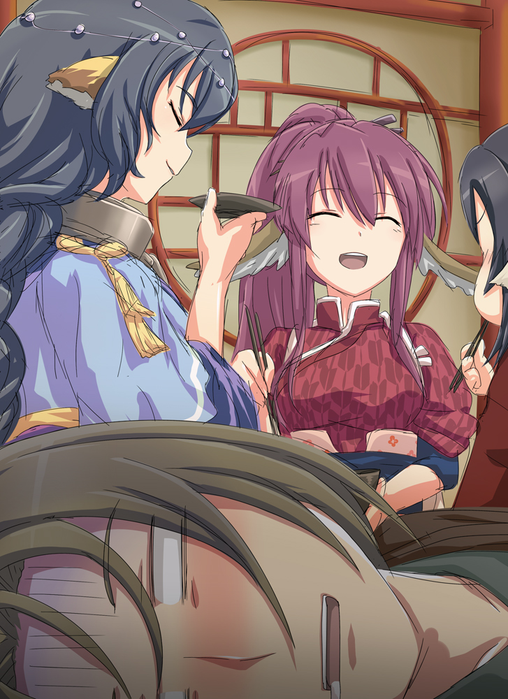 kuon, karulau, touka, and haku (utawarerumono and 1 more) drawn by shirosame