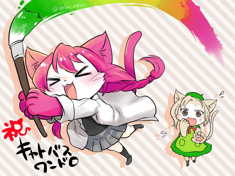 neko hakase and palette (cat busters) drawn by debu_nezu