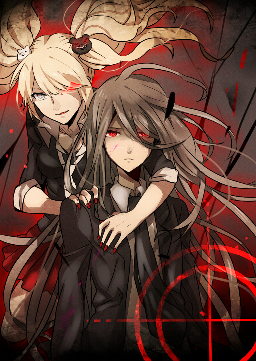 enoshima junko and kamukura izuru (danganronpa and 2 more) drawn by kurozatou_owata