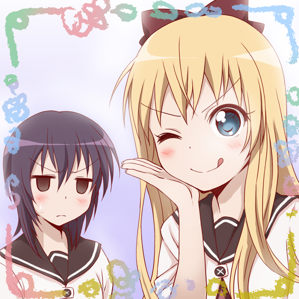 toshinou kyouko and funami yui (yuruyuri) drawn by anti_(untea9)