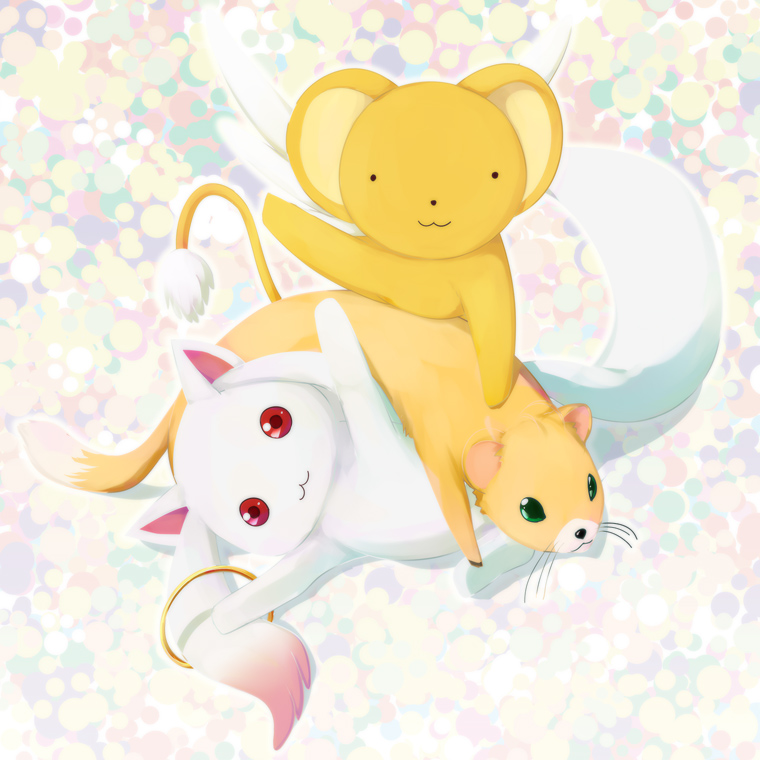 kyubey, kero, and yuuno scrya (mahou shoujo madoka magica and 3 more) drawn by akai_ronii