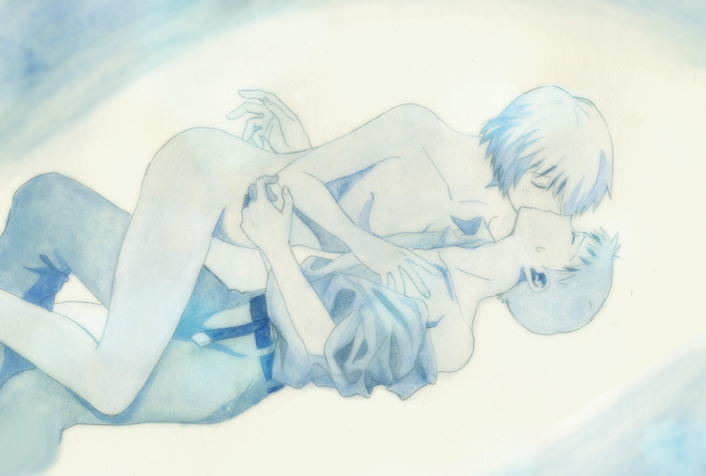 ayanami rei and ikari shinji (neon genesis evangelion and 2 more) drawn by ayanashi_kunio