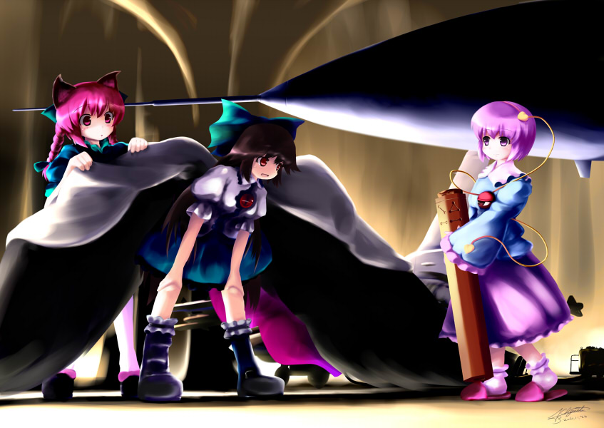 komeiji satori, kaenbyou rin, and reiuji utsuho (touhou) drawn by tsubasa_(abchipika)