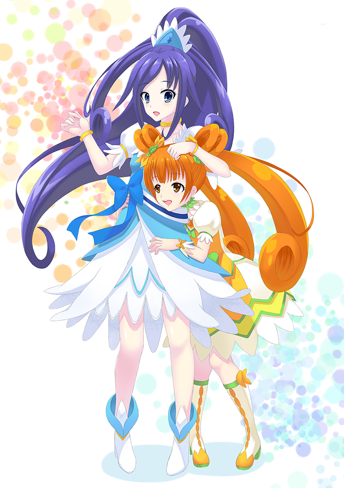 hishikawa rikka, yotsuba alice, cure diamond, and cure rosetta (precure and 1 more) drawn by aono_hoshi