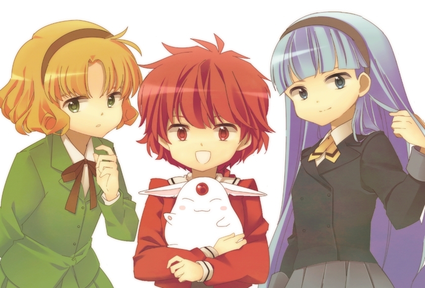 shidou hikaru, ryuuzaki umi, hououji fuu, and mokona (magic knight rayearth) drawn by ishikoro_(apol)