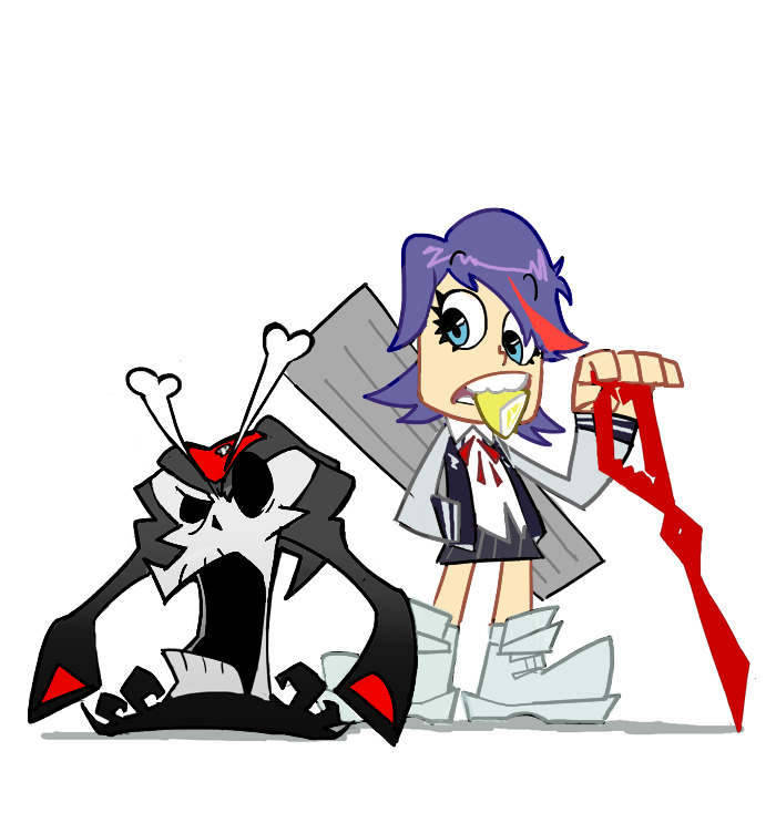 matoi ryuuko, senketsu, grim, and yoshimura yumi (kill la kill and 2 more) drawn by gyosone