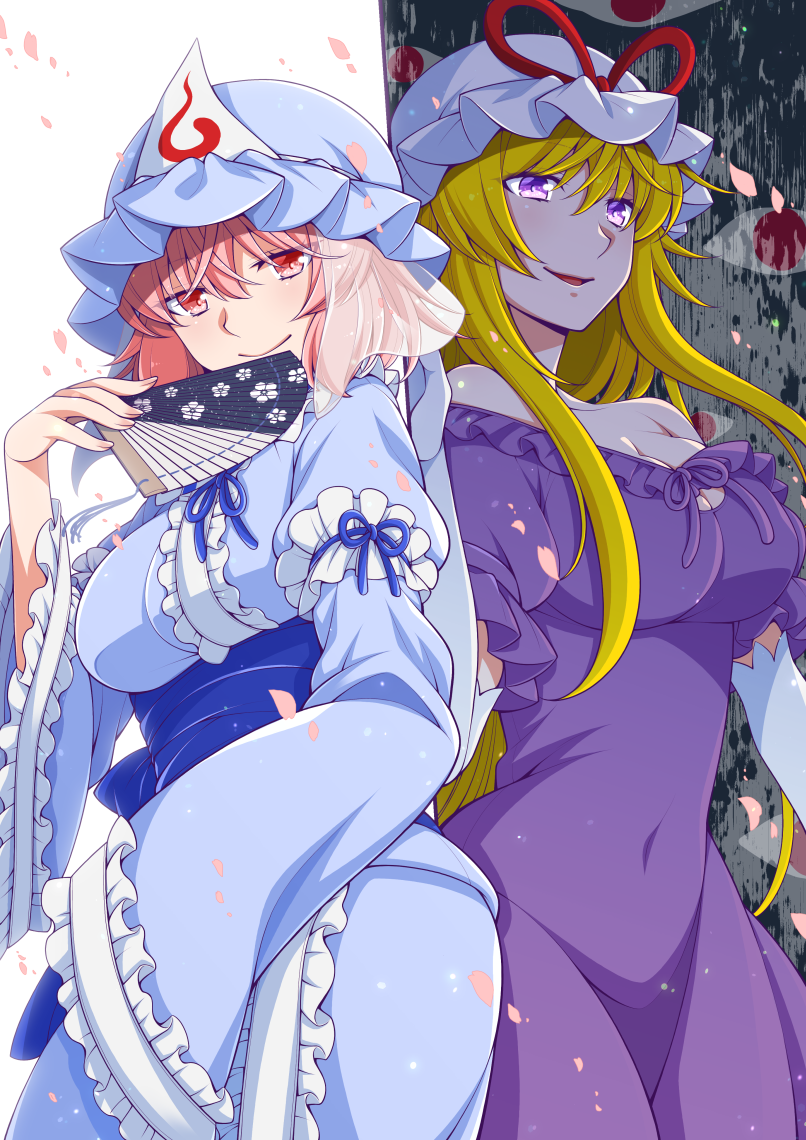 yakumo yukari and saigyouji yuyuko (touhou) drawn by eichi_yuu