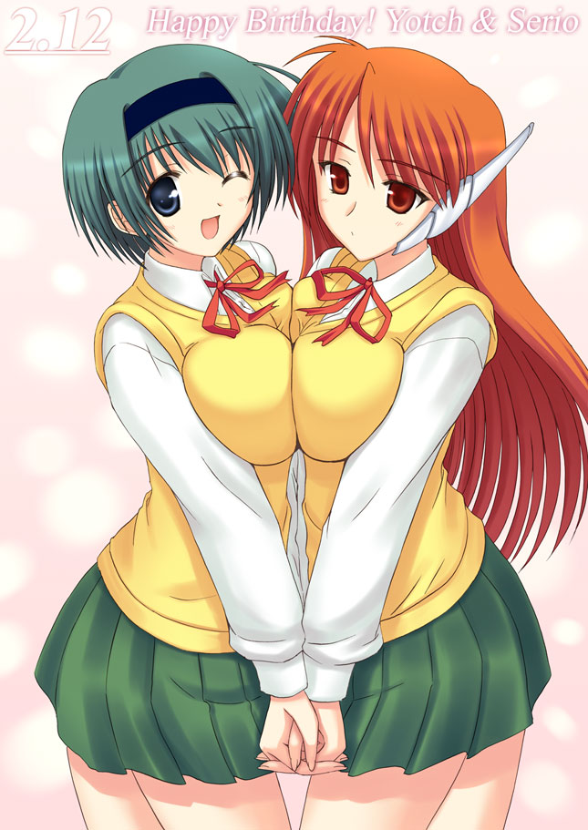 serio and yoshioka chie (to heart 2 and 1 more) drawn by kishi_nisen