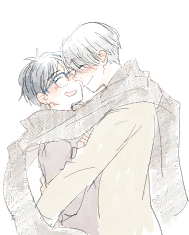 katsuki yuuri and viktor nikiforov (yuri!!! on ice) drawn by ima_(minitomato123)