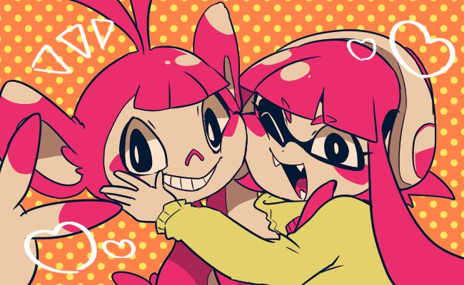 inkling player character, inkling girl, and ambipom (pokemon and 2 more) drawn by nana_(raiupika)