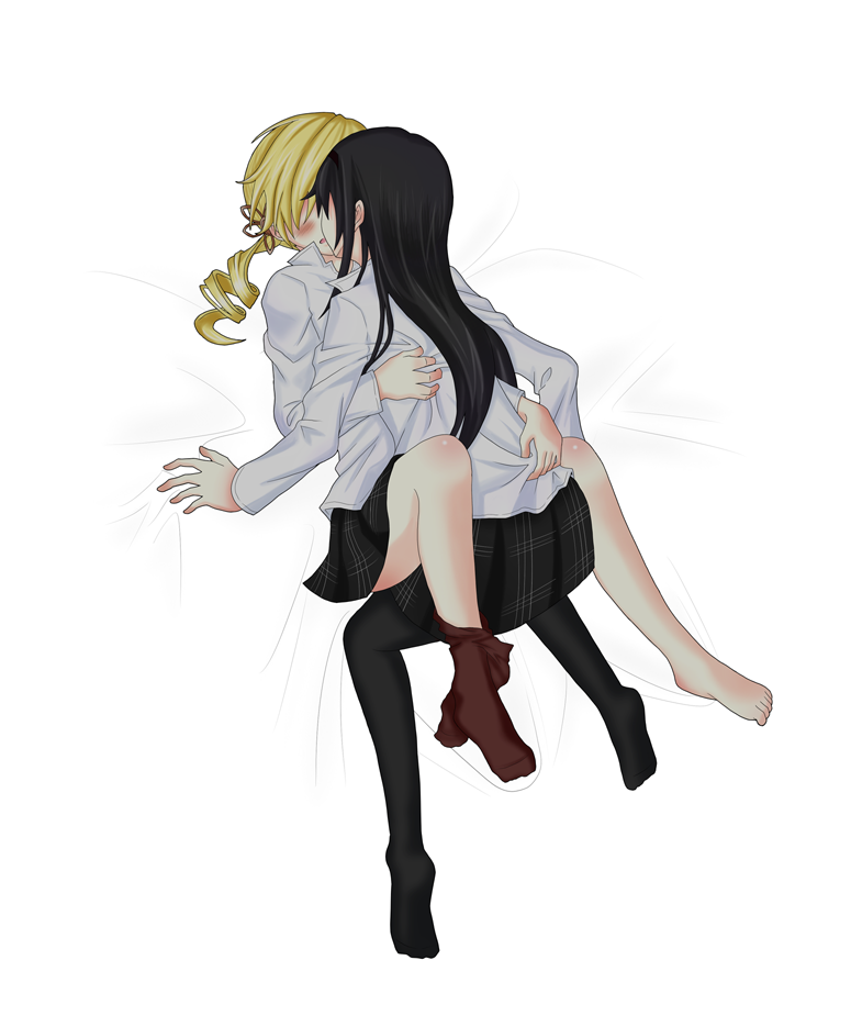 akemi homura and tomoe mami (mahou shoujo madoka magica) drawn by huya