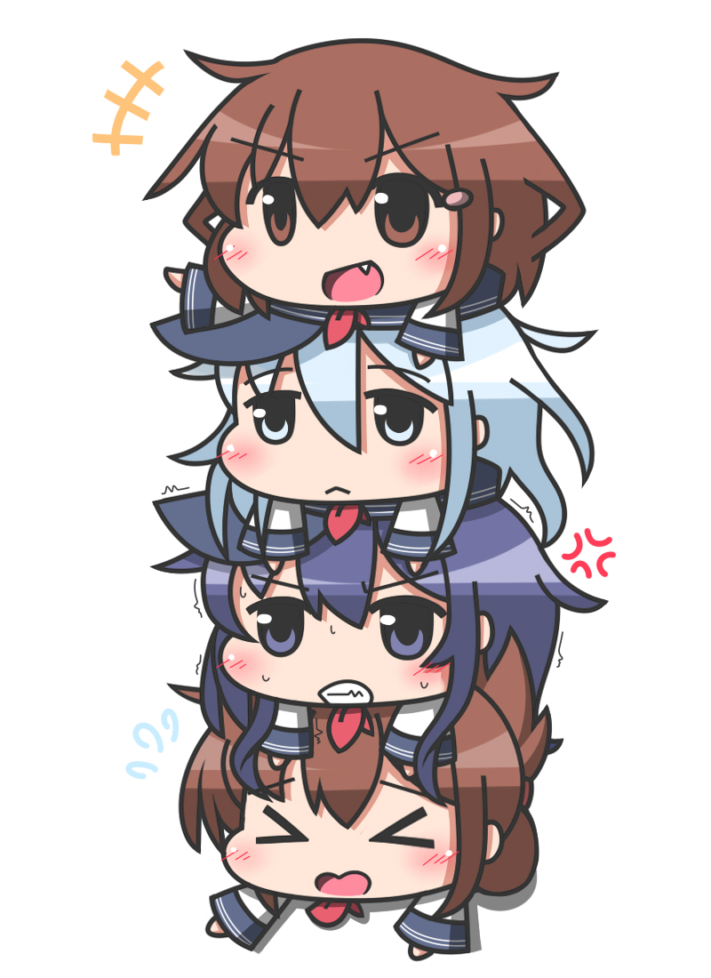 hibiki, inazuma, ikazuchi, and akatsuki (kantai collection) drawn by feiton