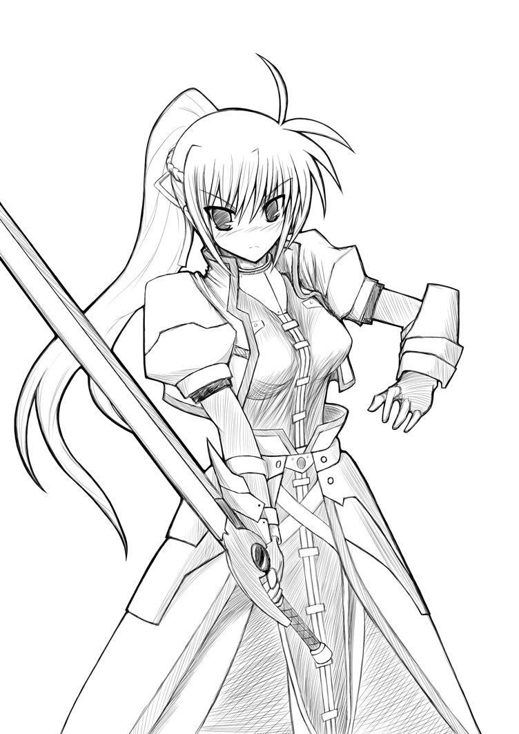 signum and laevatein (lyrical nanoha and 3 more) drawn by nekotama_(tsuki)