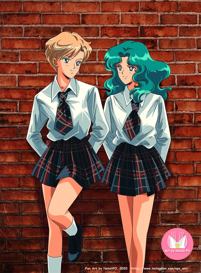 ten'ou haruka and kaiou michiru (bishoujo senshi sailor moon and 1 more) drawn by npo_art