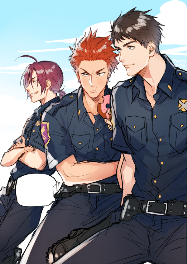 matsuoka rin, yamazaki sousuke, and mikoshiba seijuurou (free!) drawn by onegingek